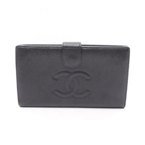 CHANEL Black Leather Logo Wallet